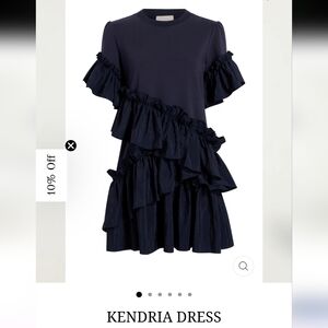 Cinq A Sept Blue Ruffle Kendria Dress Size L